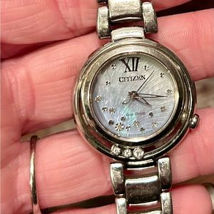 Ladies Citizen Sunrise stainless steel watch with diamonds